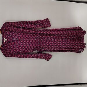 Terra & Sky Women's Plus Size Midi Shirt Dress Size 14W Pink Green 0X